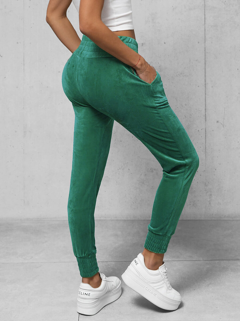 Spodnie dresowe damskie welurowe zielone OZONEE O/CR98106
