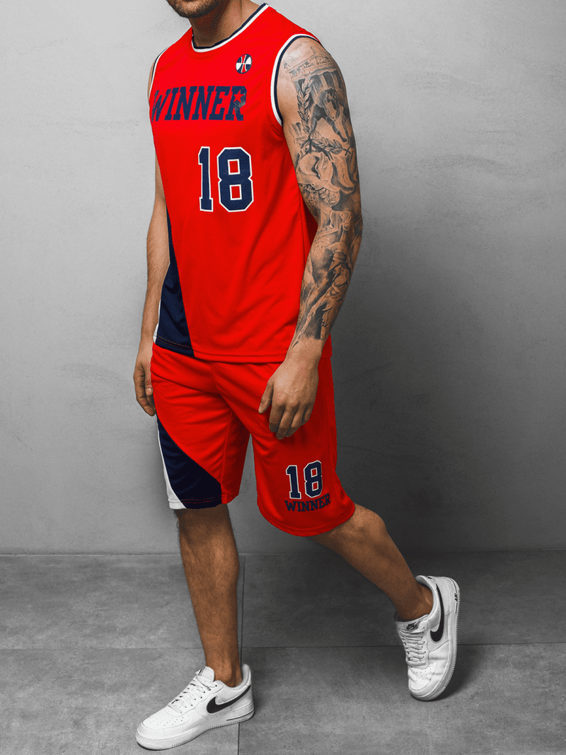 Komplet męski koszykarski czerwony OZONEE JS/68C10167