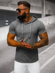 T-shirt męski z kapturem grafitowy OZONEE JS/8T89/5