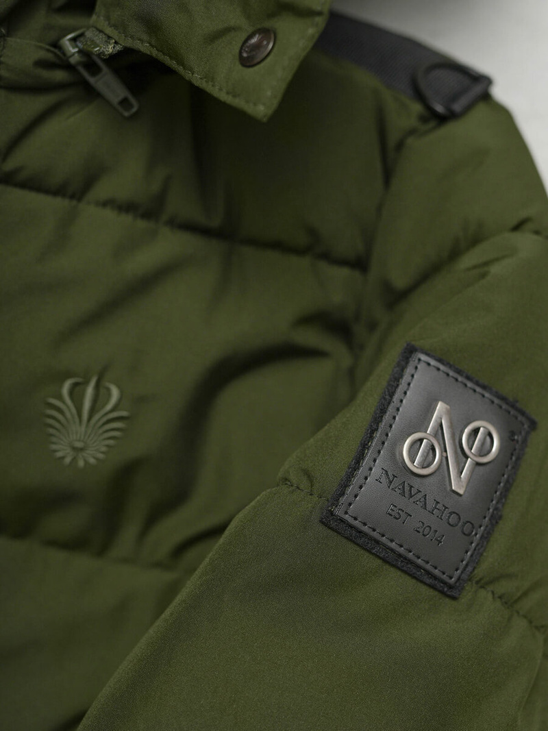 Kurtka zimowa damska długa pikowana khaki OZONEE O/W377