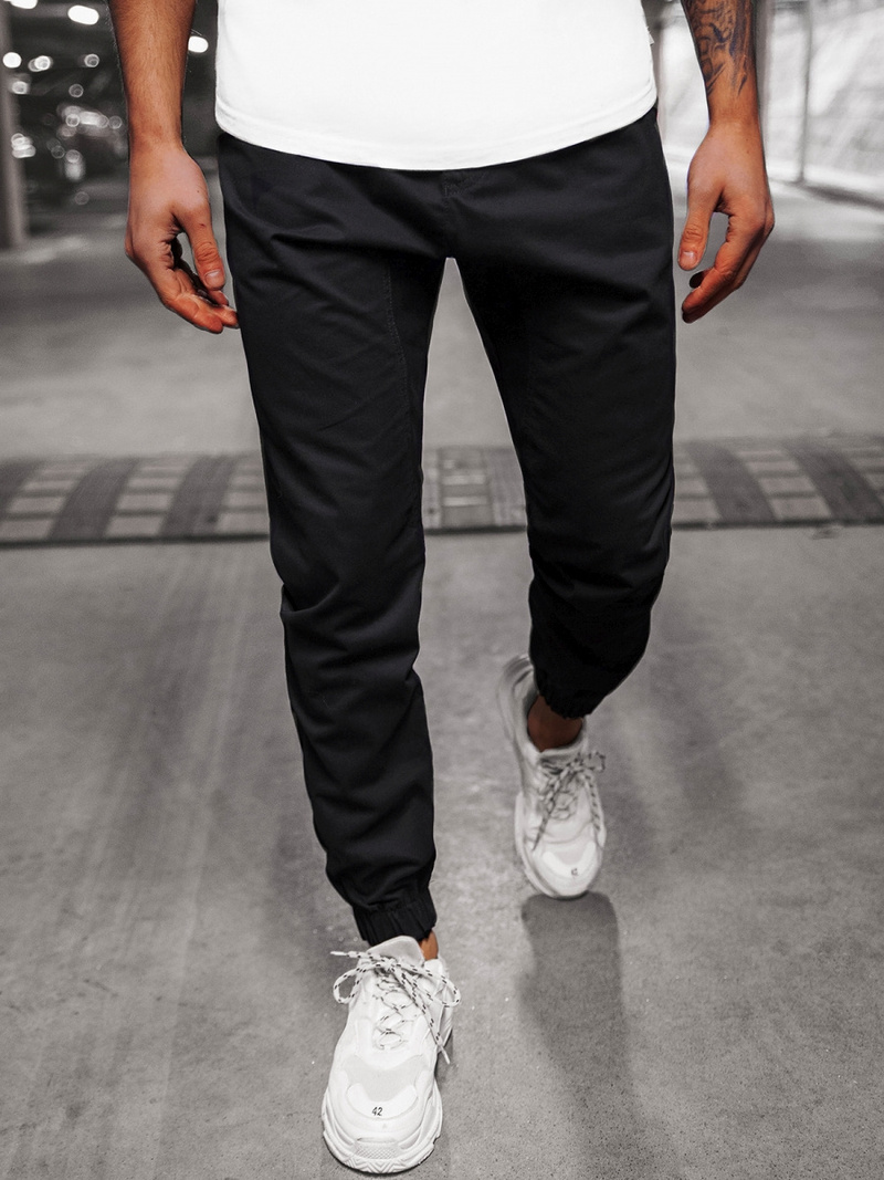 Spodnie męskie chino joggery czarne OZONEE O/399