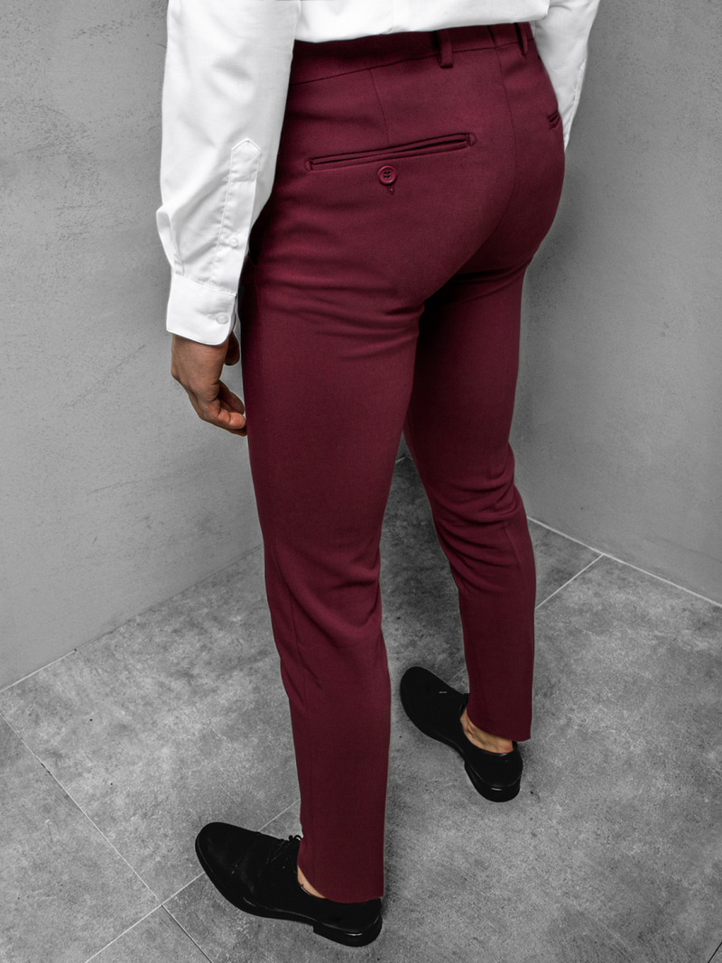 Spodnie męskie chino materiałowe bordowe OZONEE DJ/5511
