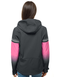 Kurtka softshell damska z kapturem grafitowo-różowa OZONEE JS/KSW6008