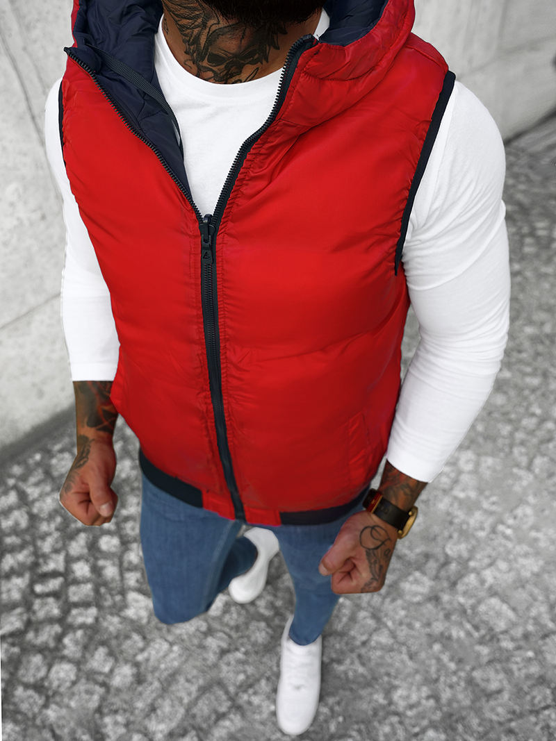 Kamizelka męska dwustronna z kapturem granatowa OZONEE N/7127