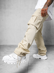 Spodnie męskie cargo wide leg beżowe OZONEE O/G3179Z