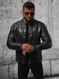 Kurtka skórzana męska czarna OZONEE JS/11Z8017