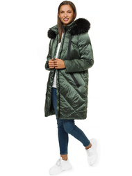 Kurtka zimowa damska parka z futerkiem khaki OZONEE JS/M23070/3
