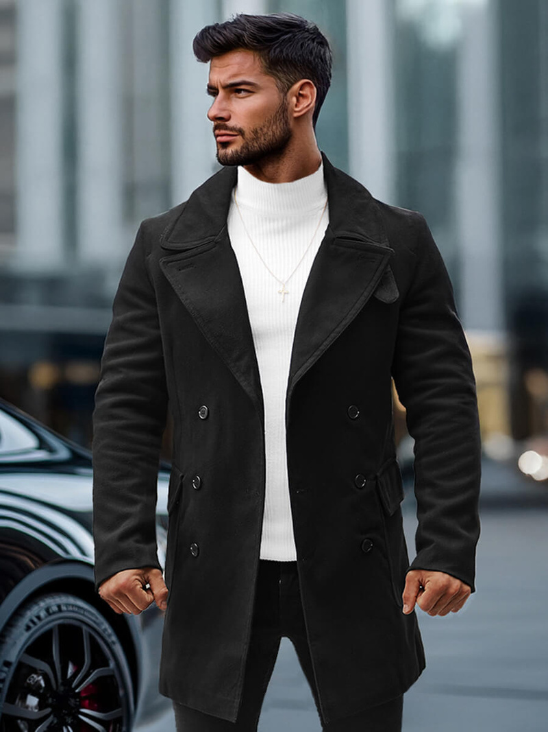 Пальто чоловіче чорне OZONEE JB/1048Z