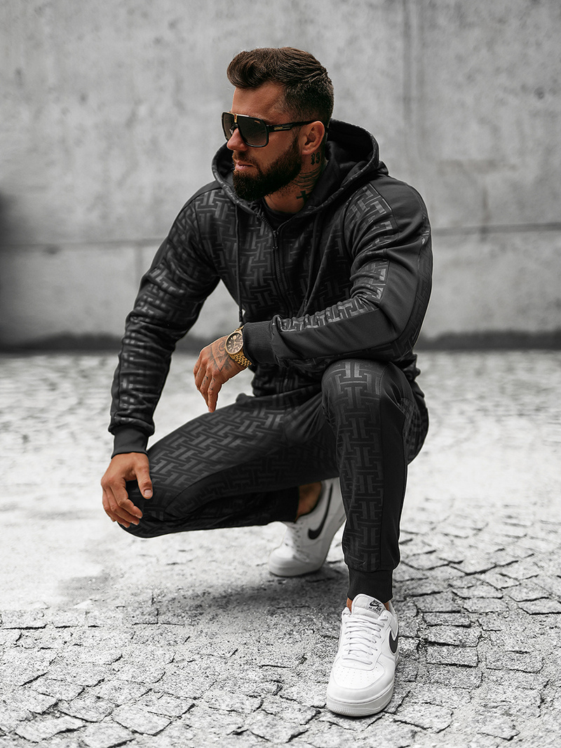 Komplet dresowy męski czarny OZONEE O/3A75