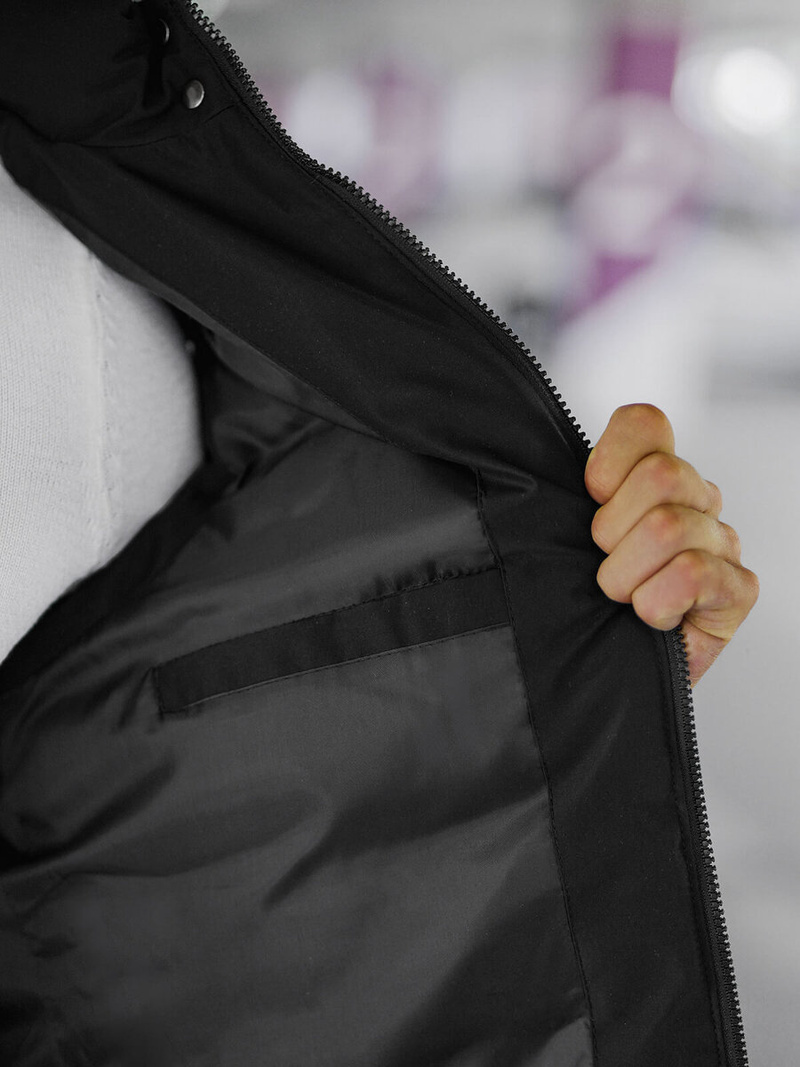 Kamizelka męska pikowana z kapturem czarna OZONEE JS/57M7507/392Z