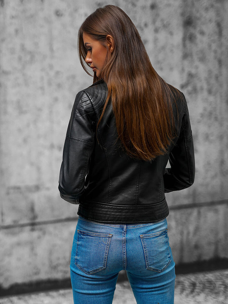 Жіноча шкіряна куртка Чорна OZONEE JS/11Z8030