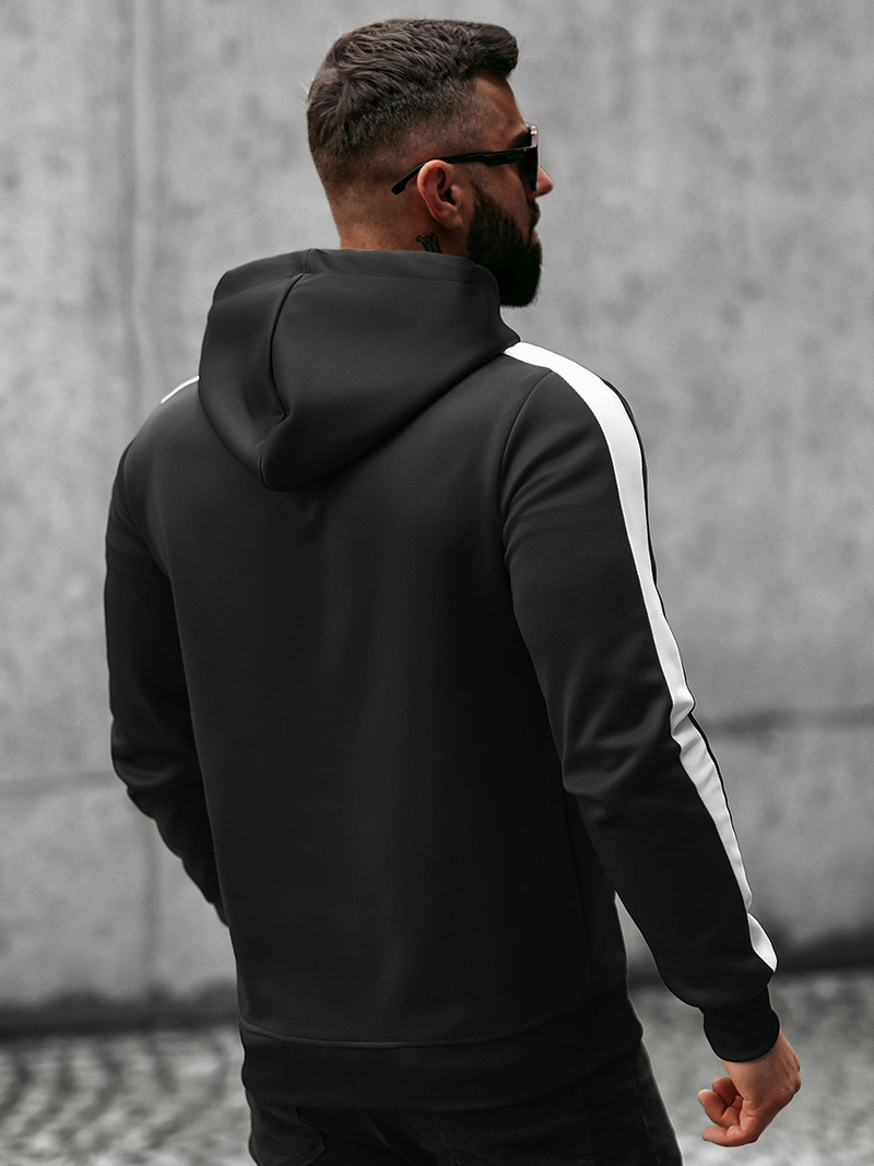 Bluza z kapturem męska czarno-biała OZONEE O/8B153/3/1