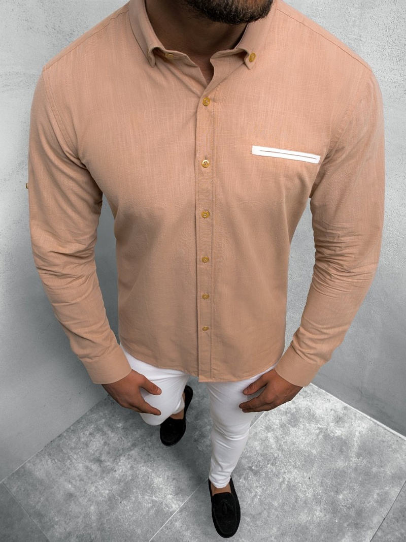 сорочка чоловіча Бежева OZONEE O/3015Z