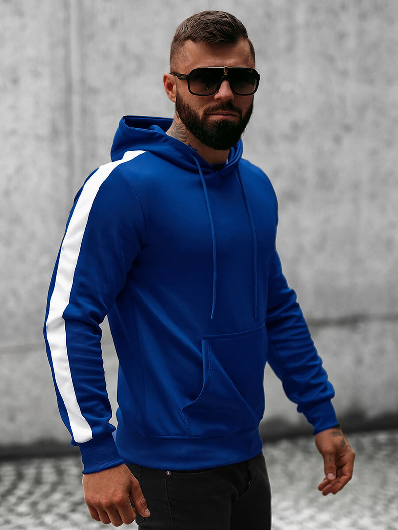 Bluza z kapturem męska niebieska OZONEE O/8B153/16