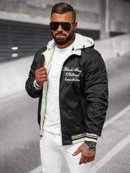 Чоловіча двостороння куртка чорна/Кремова OZONEE JS/84M3038/280