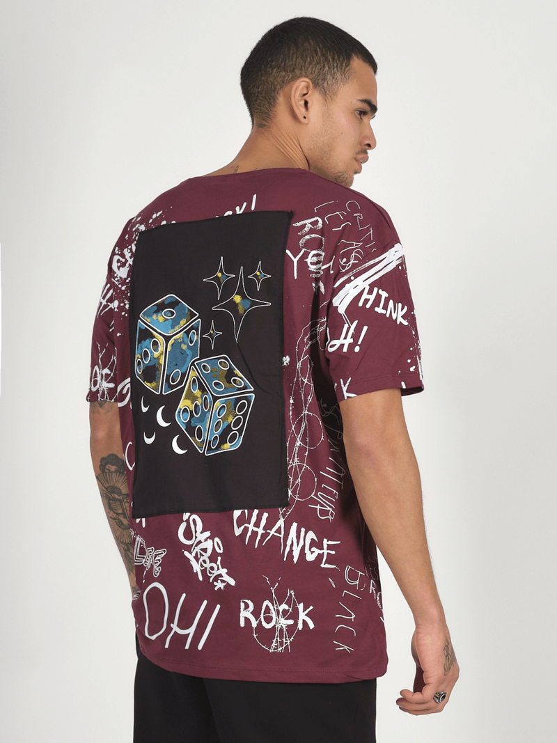 T-Shirt męski z nadrukiem bordowy OZONEE MR/21530