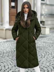 Kurtka zimowa damska długa pikowana zielona OZONEE JS/5M3173/136Z