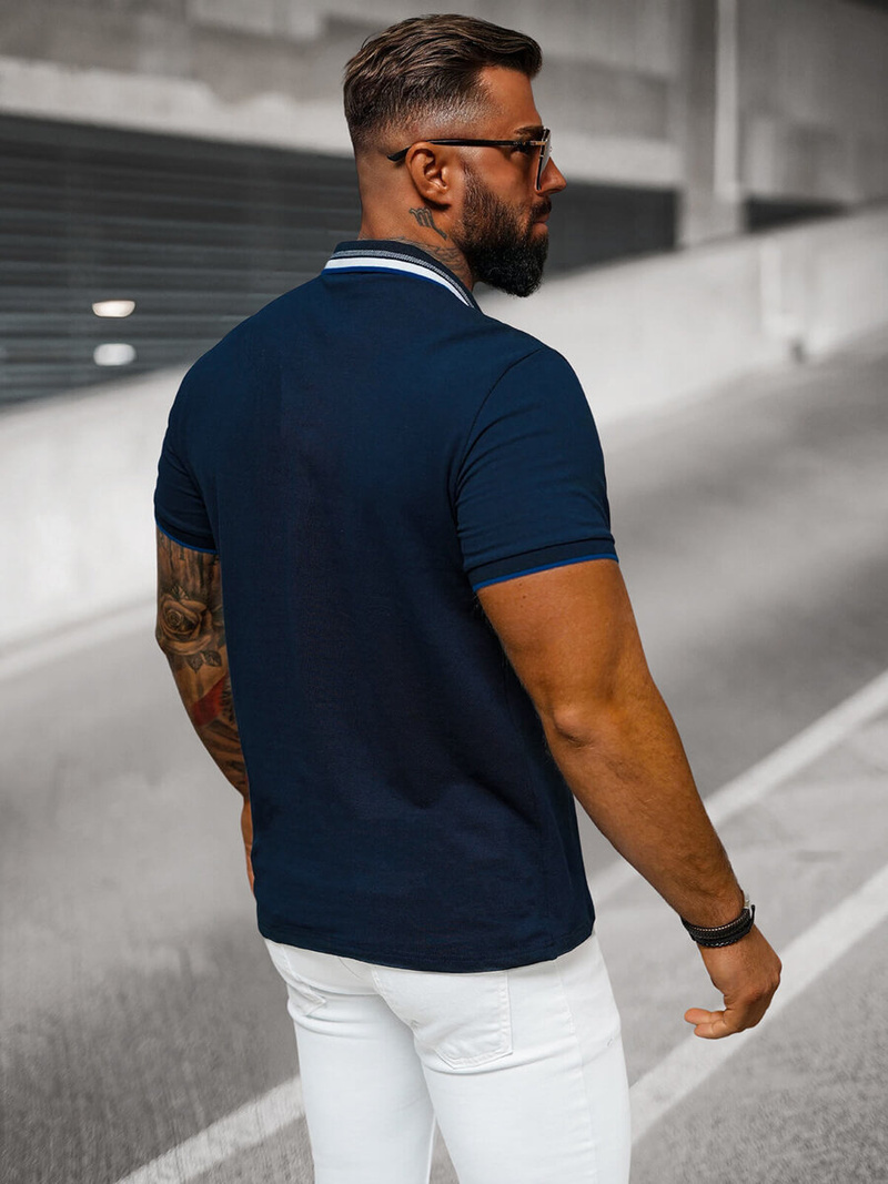 Koszulka męska polo granatowa OZONEE O/DA719