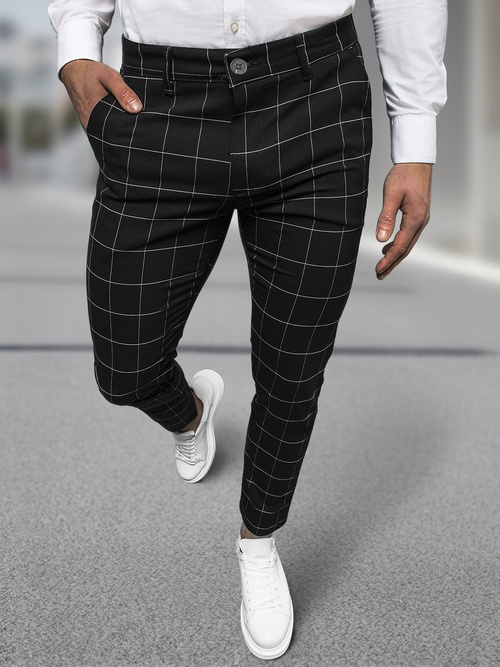 Spodnie męskie chino materiałowe czarne OZONEE DJ/5505