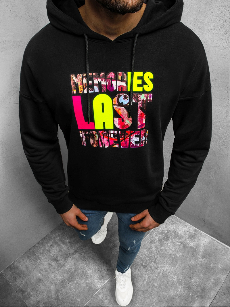 Bluza z kapturem męska oversize czarna OZONEE B/20402069Z