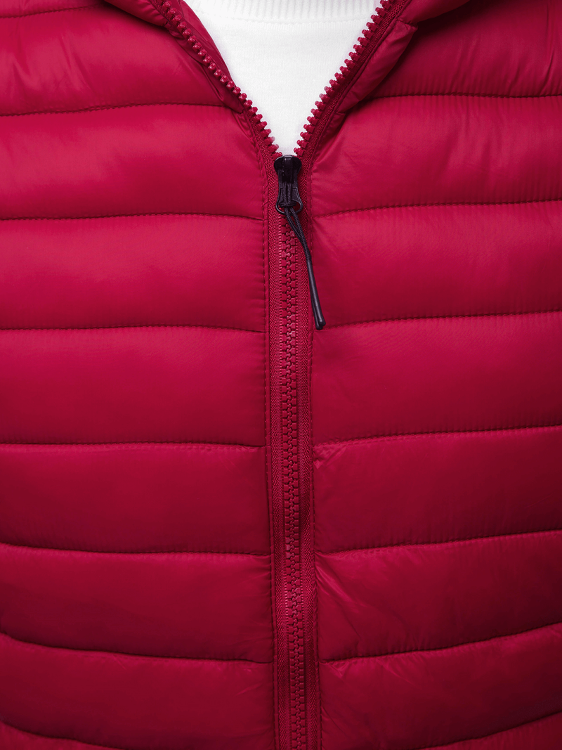 Kamizelka męska pikowana z kapturem bordowa OZONEE JS/HDL88002Z