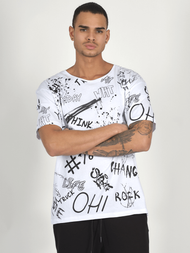 T-Shirt męski z nadrukiem biały OZONEE MR/21530