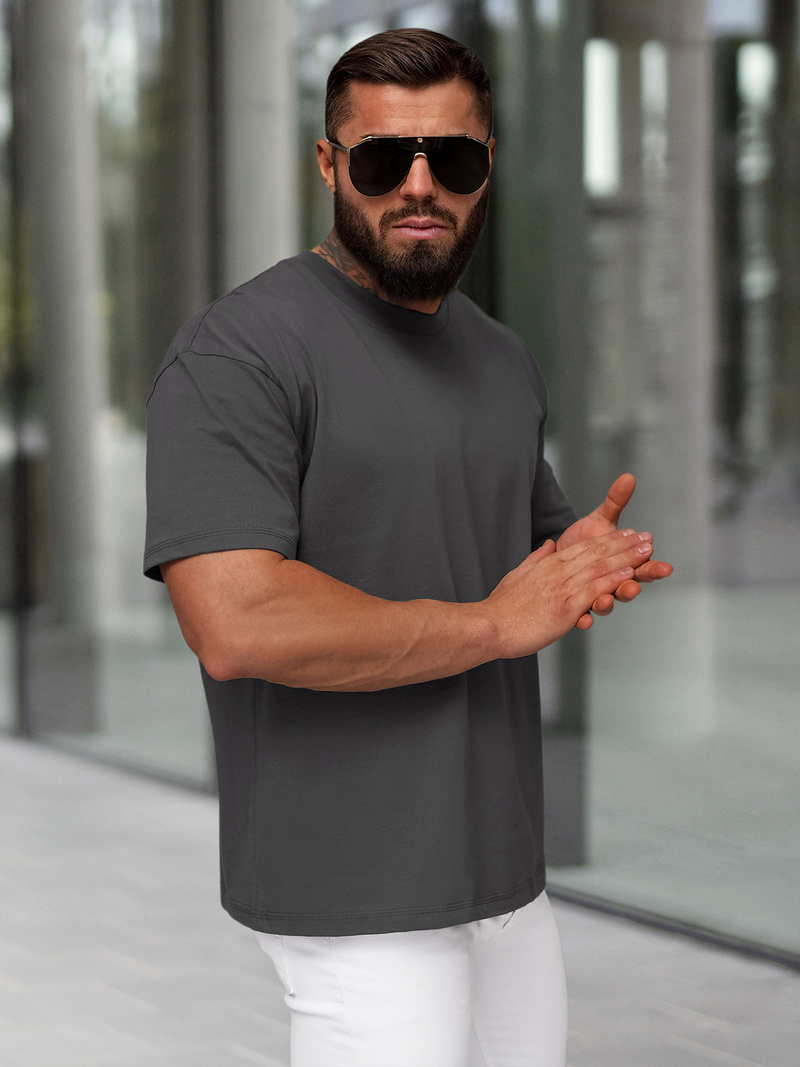 Футболка чоловіча графіт OZONEE JS/67T1298/5