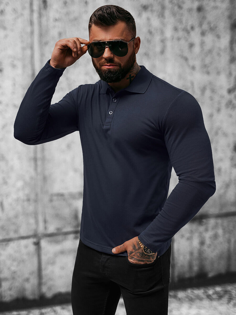 Longsleeve męski granatowy OZONEE O/B263