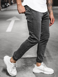 Spodnie jeansowe joggery męskie czarne OZONEE DJ/5820