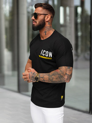T-shirt męski slim fit czarny OZONEE O/QQ1297