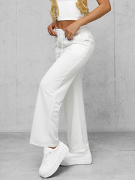 Spodnie dresowe damskie z szeroką nogawką białe OZONEE JS/92K503/1