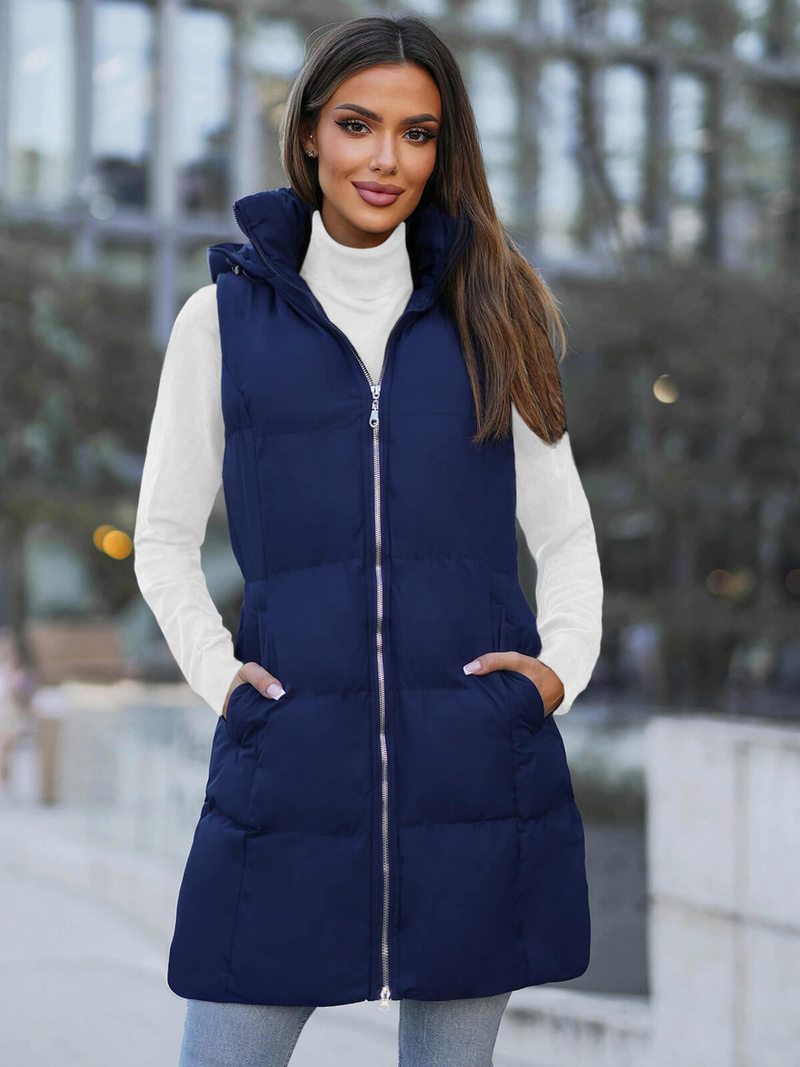 Стьобаний жіночий жилет tемно-cиня OZONEE JS/M721/215Z