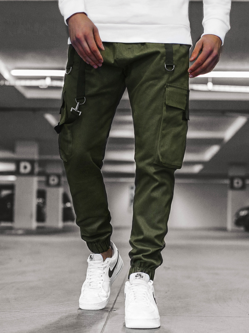 Spodnie męskie chino joggery khaki OZONEE O/11106