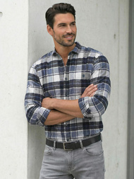 Koszula męska w kratę granatowa OZONEE V/V175Z