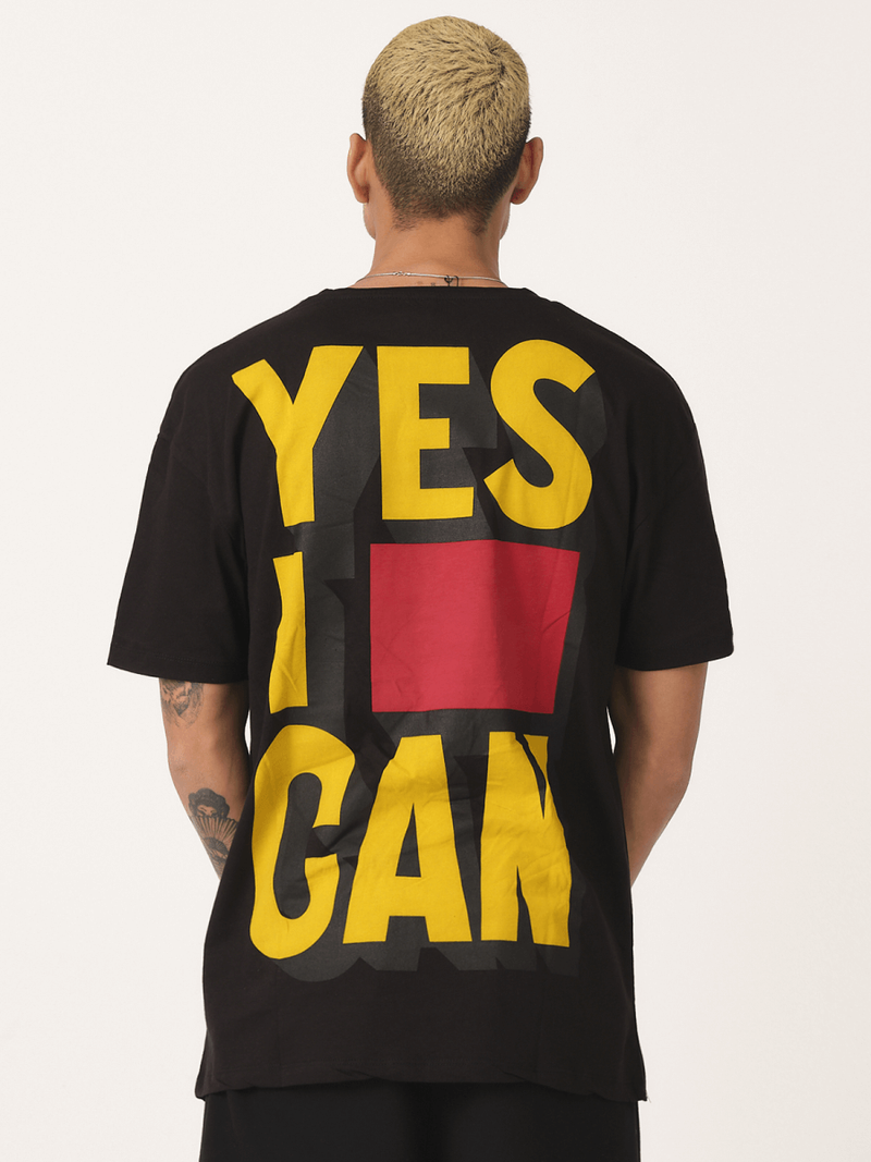 T-Shirt męski z nadrukiem czarny OZONEE MR/21540