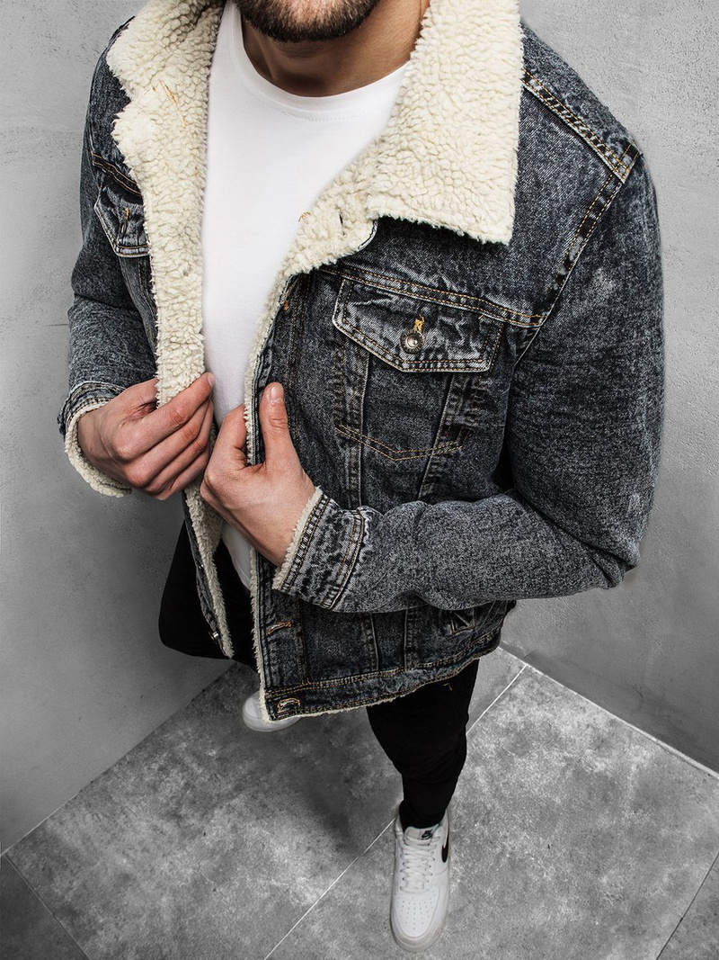 Kurtka męska jeans grafitowa OZONEE JB/JP1109Z