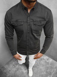 Koszula męska jeansowa grafitowa OZONEE O/K1263