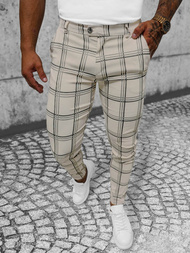 Spodnie męskie chino materiałowe beżowe OZONEE O/P4028