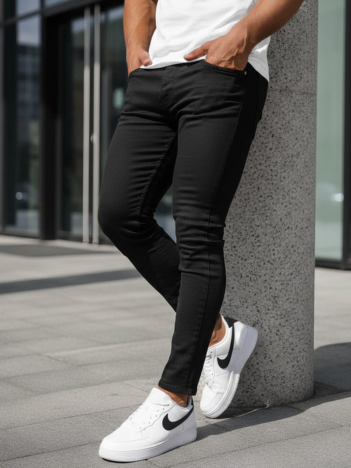 Spodnie jeansowe męskie slim fit czarne OZONEE DO/2807/1