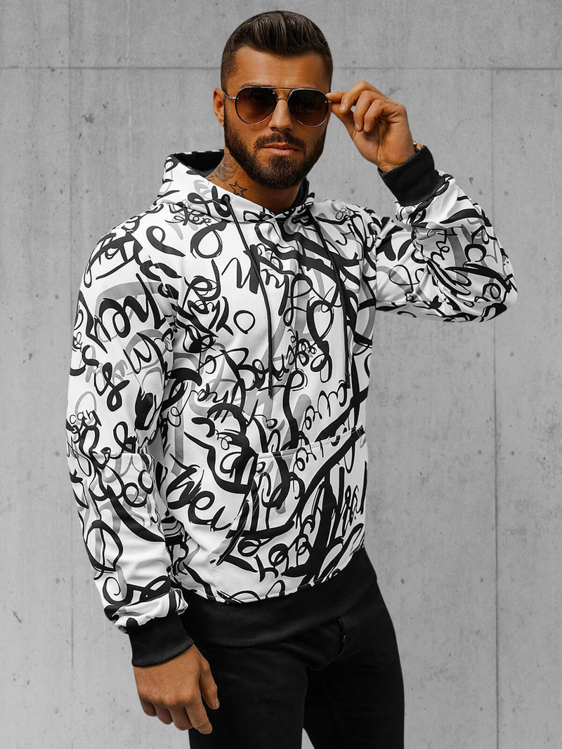 Bluza z kapturem męska biała OZONEE JS/8B1153/1