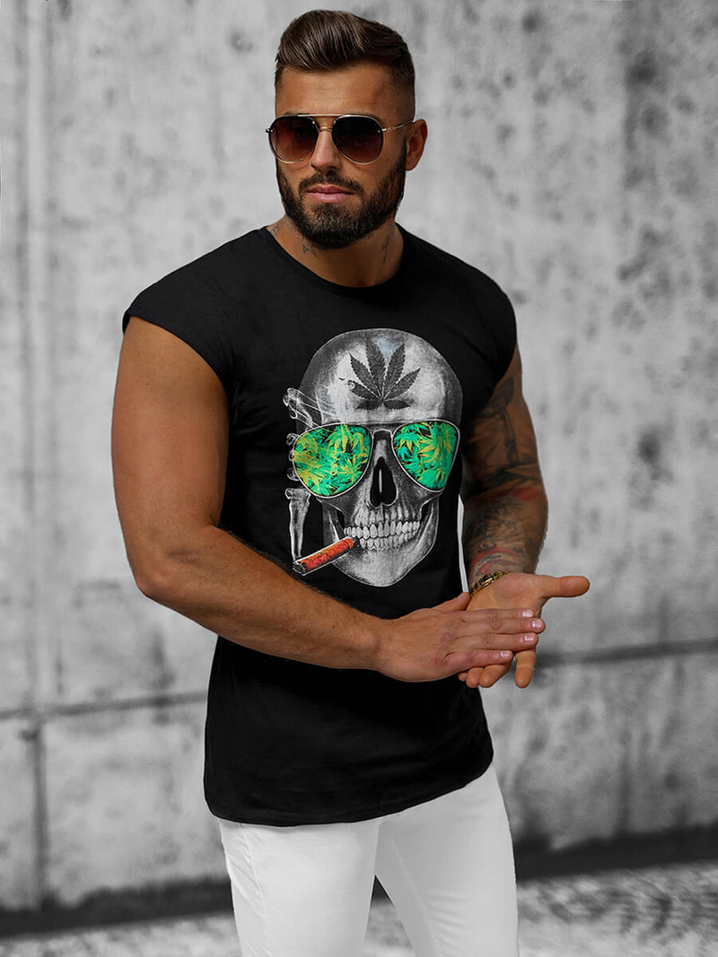 Koszulka bez rękawów męska czarna OZONEE O/1193Z