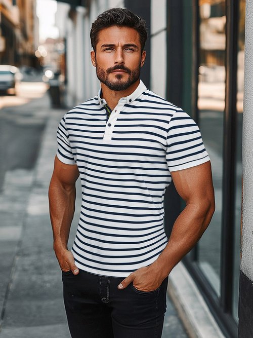 Koszulka męska polo biała OZONEE O/PA6636