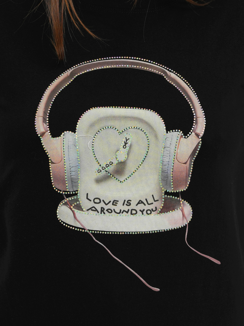 T-shirt damski z nadrukiem czarny OZONEE DJ77806