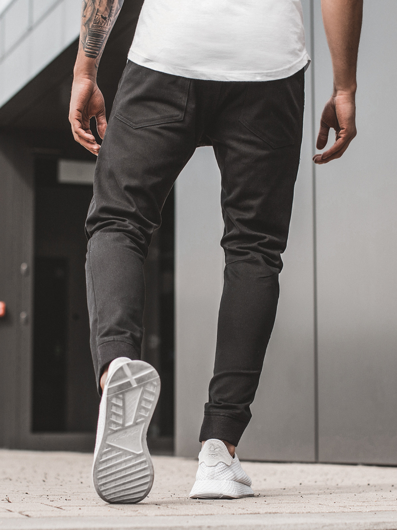 Spodnie męskie joggery czarne OZONEE A/1003