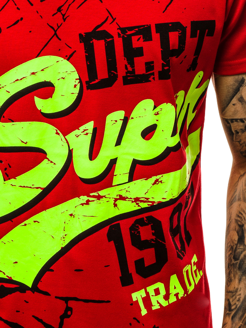 T-Shirt męski czerwony OZONEE JS/KS1942Z