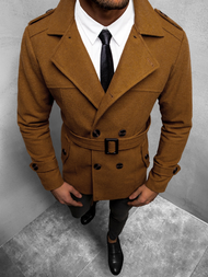 Płaszcz męski z pagonami camelowy OZONEE O/5627