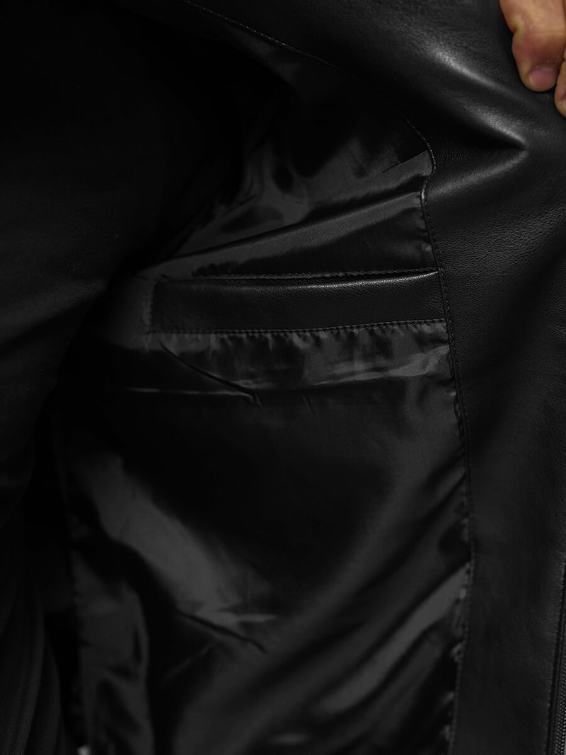 Kurtka skórzana męska czarna OZONEE JS/11Z8015