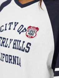 T-shirt damski oversize biało-granatowy OZONEE JS/R62493