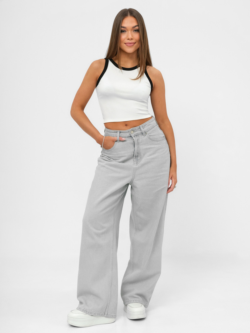 Top damski na ramiączkach biały OZONEE JS/96T672/1