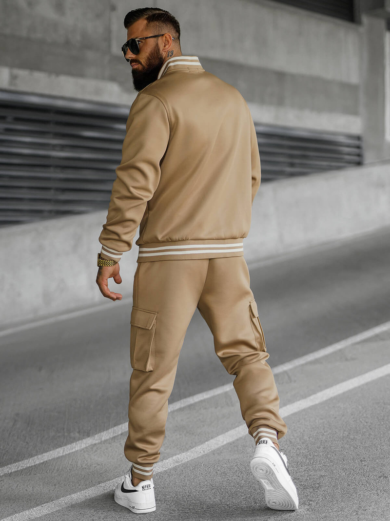 Komplet dresowy męski ciemno-beżowy OZONEE JS/27C6505/91Z